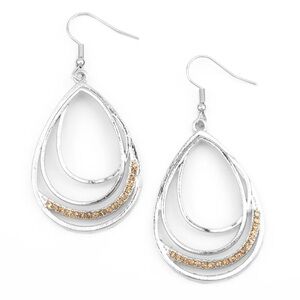 Elegant Silver and Brown Teardrop Earrings